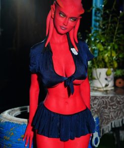 Realistische Alien-Sexpuppe, rot, 160 cm, mit beeindruckenden Brüsten und Po - Dolls Castle