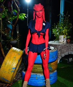 Sexpuppe, 160 cm, in rotem Alien-Design mit beeindruckenden Brüsten und Gesäß - Dolls Castle